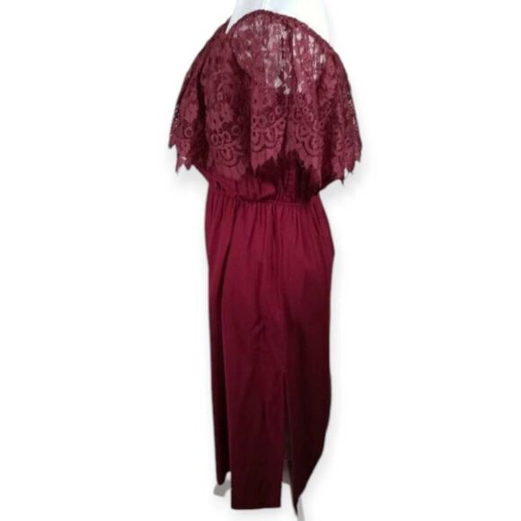 J FOR JUSTIFY BURGUNDY LACE OFF-THE-SHOULDER DRESS SZ.S EUC. - Picture 4 of 8